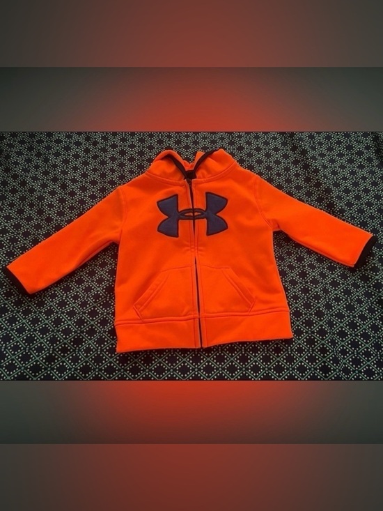 Under Armour Other - Under Armour Baby Hoodie 12M Orange Fleece Zip Up Infant Boys Girls
